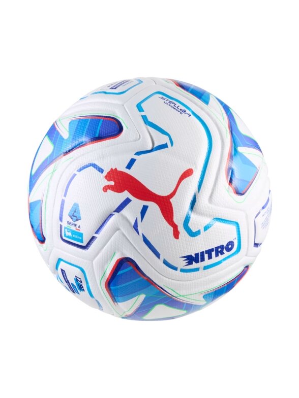 Puma Stellar Nitro Ultimate Serie A futbolo kamuolys, baltas-mėlynas 85081 01 Puma Stellar Nitro Ultimate Serie A futbolo kamuolys, baltas-mėlynas 85081 01