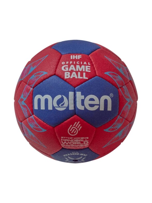 Molten moterims rankinio kamuolys IHF Approved Pro Official World Cup 2025 raudonai-mėlynas H2A5000-W5Z Molten moterims rankinio kamuolys IHF Approved Pro Official World Cup 2025 raudonai-mėlynas H2A5000-W5Z