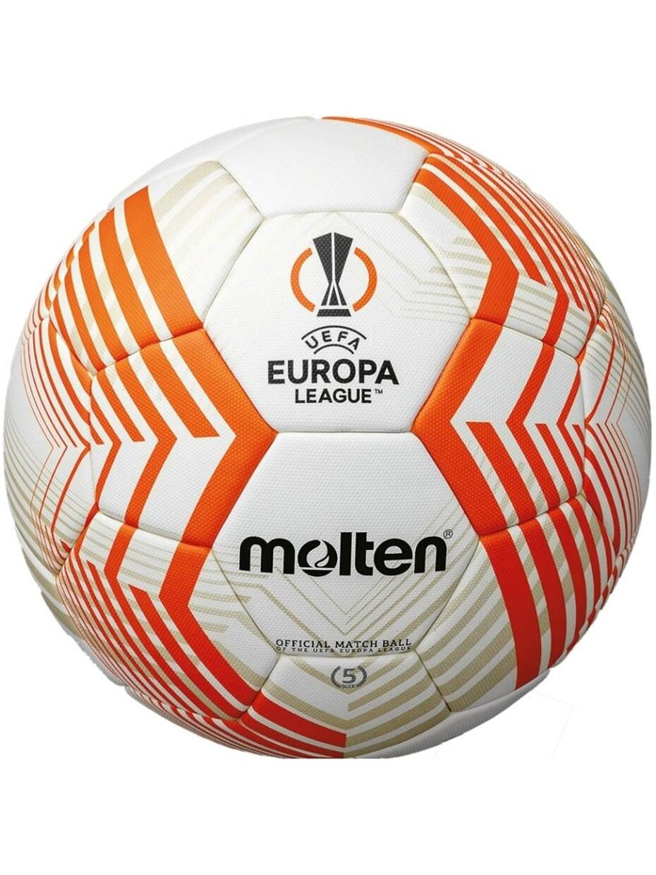 Futbolas Molten FIFA Oficiali UEFA Europos lygos Acentec balta ir oranžinė F5U5000-23 Futbolas Molten FIFA Oficiali UEFA Europos lygos Acentec balta ir oranžinė F5U5000-23