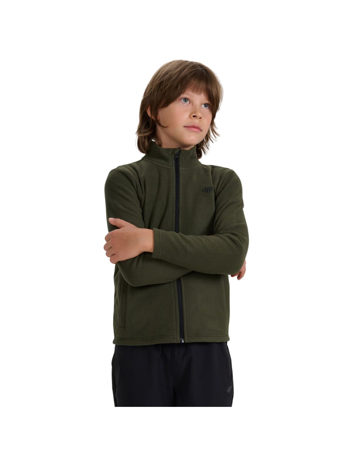 4F Flisinis džemperis berniukams M413 khaki 43S 4F Flisinis džemperis berniukams M413 khaki 43S
