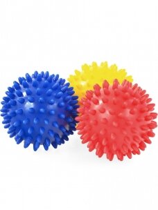 PROfit minkšti Masažiniai kamuoliukai 3 vnt, mėlynas/geltonas/raudonas, 7.5 cm