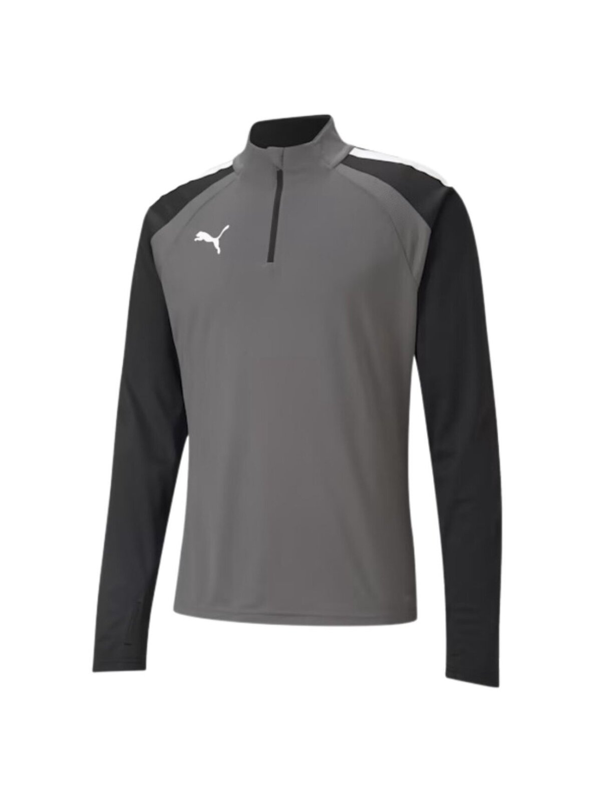Puma teamLIGA 1/4 Zip Top vyriški džemperiai pilkai juodi 657236 13 Puma teamLIGA 1/4 Zip Top vyriški džemperiai pilkai juodi 657236 13