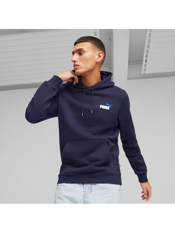 Puma ESS+ 2 Col Small Logo Hoodie FL vyriškas džemperis, tamsiai mėlynas 674471 06 3