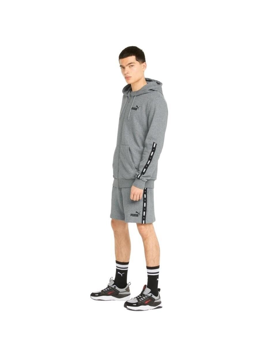 Puma ESS+ Tape Full-Zip Hoodie TR vyriškas džemperis pilkas 848768 03 4 Puma ESS+ Tape Full-Zip Hoodie TR vyriškas džemperis pilkas 848768 03 4