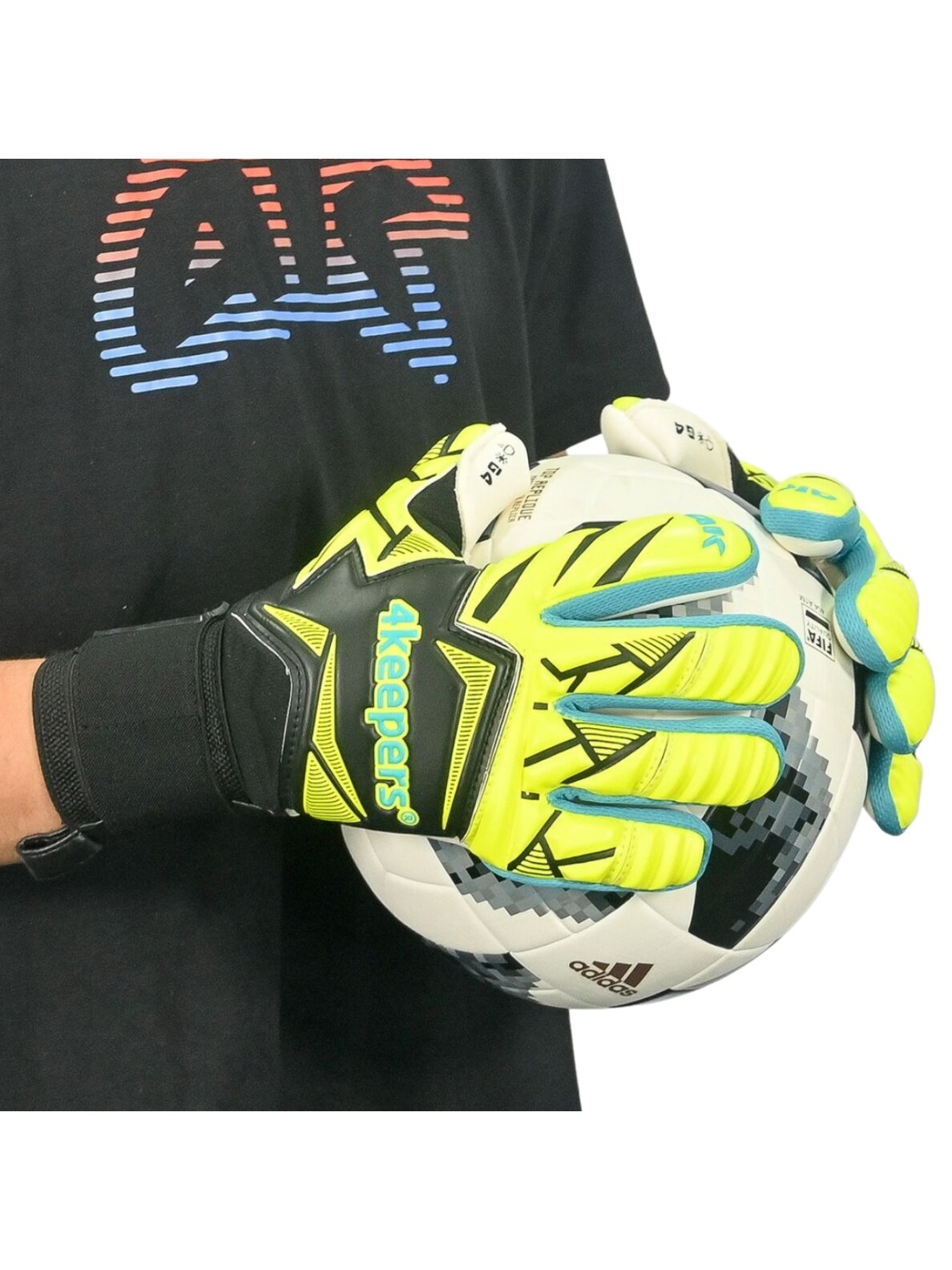 4Keepers Force V5.25 Wave NC vartininko pirštinės, juodos-žalios fluo 2