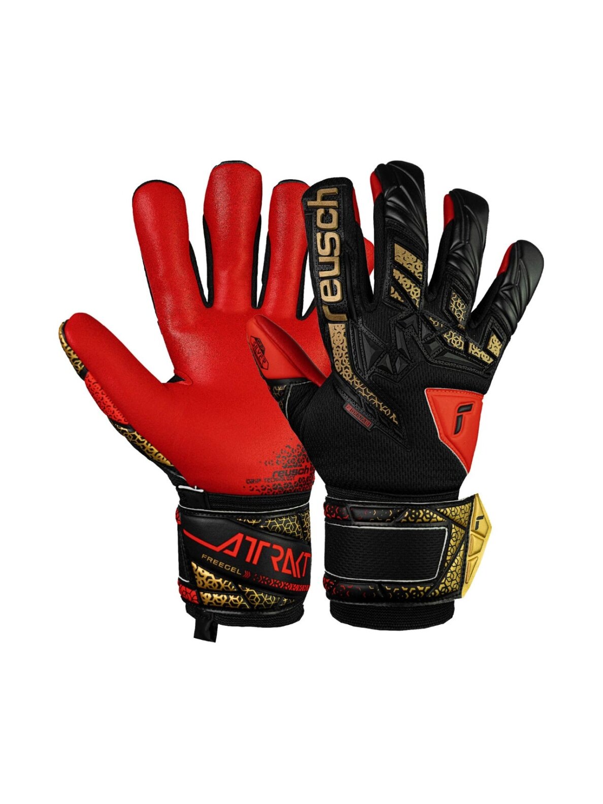 Reusch Attrakt Freegel Silver vyrams futbolo vartininko pirštinės juodos-raudonos