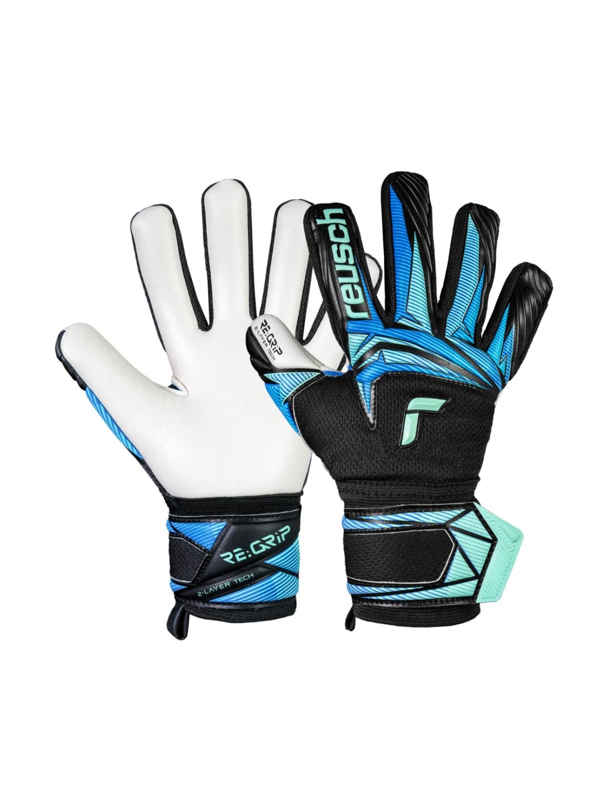 Reusch Attrakt RE:Grip NC Junior vartininko pirštinės vaikams juodai mėlynos Reusch Attrakt RE:Grip NC Junior vartininko pirštinės vaikams juodai mėlynos