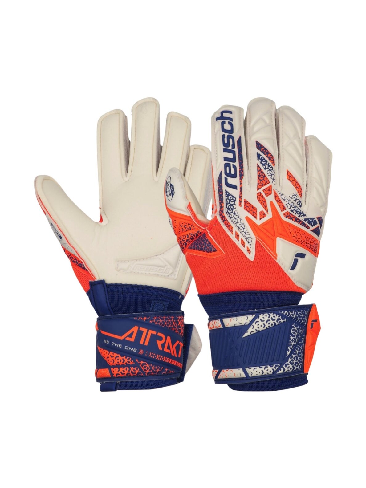 Reusch Attrakt Silver Junior vartininko pirštinės vaikams oranžinės-mėlynos 5572214 2500 Reusch Attrakt Silver Junior vartininko pirštinės vaikams oranžinės-mėlynos 5572214 2500