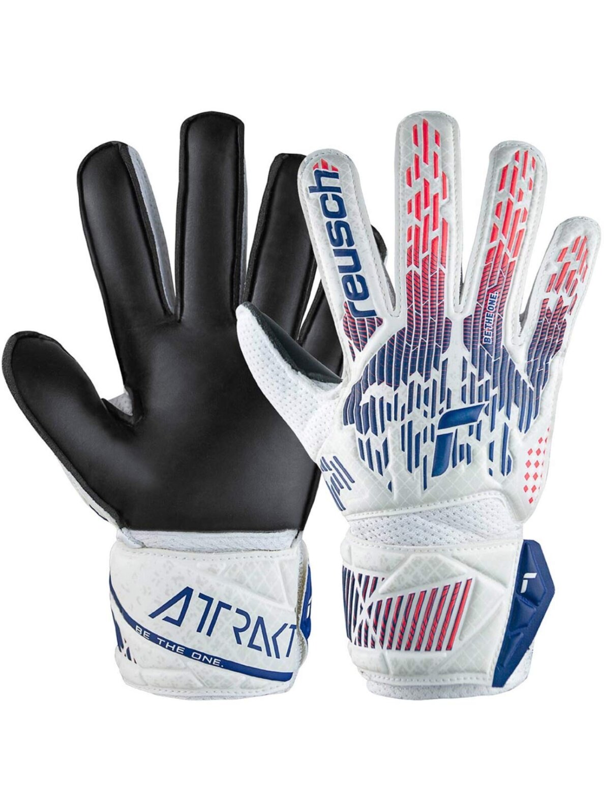 Reusch Attrakt Solid vartininko pirštinės baltos ir mėlynos spalvos 5470016 8906 Reusch Attrakt Solid vartininko pirštinės baltos ir mėlynos spalvos 5470016 8906