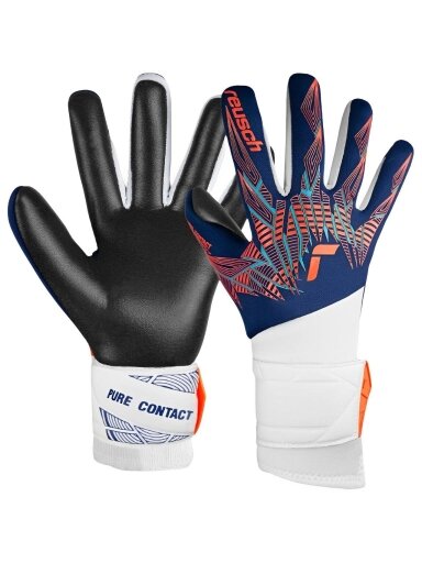 Reusch Pure Contact Sidabrinės vartininko pirštinės tamsiai mėlyna-balta-juoda 5470200 4848