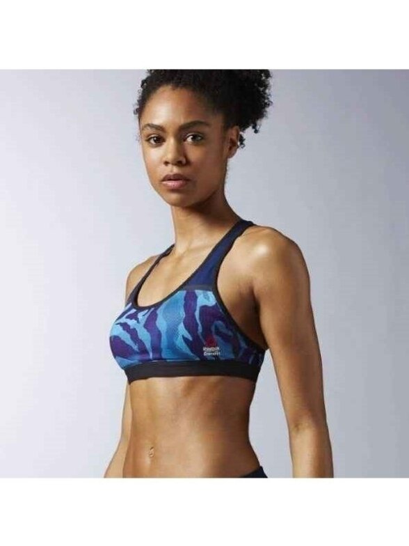 Reebok sportinė liemenėlė moterims AP9627 mėlyna / violetinė Reebok sportinė liemenėlė moterims AP9627 mėlyna / violetinė