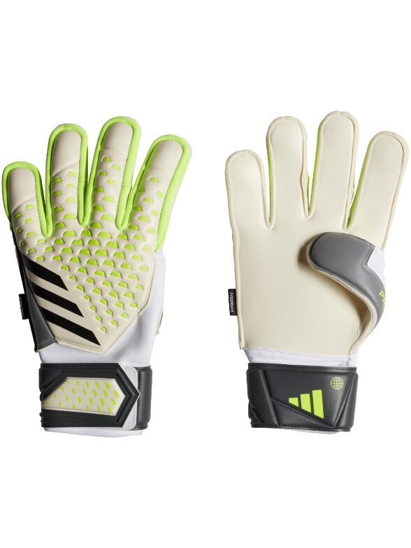 Adidas Predator Match Fingersave vartininko pirštinės baltos ir žalios spalvos IA0877 Adidas Predator Match Fingersave vartininko pirštinės baltos ir žalios spalvos IA0877