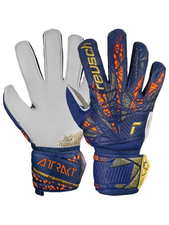 Reusch Attrakt Grip Junior vartininko pirštinės, tamsiai mėlynos 5472815 4410 Reusch Attrakt Grip Junior vartininko pirštinės, tamsiai mėlynos 5472815 4410