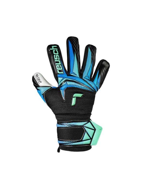 Reusch Attrakt RE:Grip NC Junior vartininko pirštinės vaikams juodai mėlynos 1 Reusch Attrakt RE:Grip NC Junior vartininko pirštinės vaikams juodai mėlynos 1