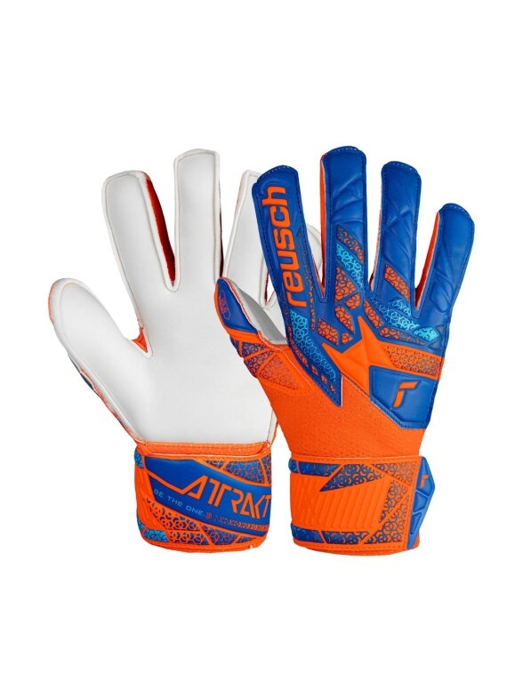 Reusch Attrakt Solid Finger Support Junior vartininko pirštinės vaikams mėlynos-oranžinės Reusch Attrakt Solid Finger Support Junior vartininko pirštinės vaikams mėlynos-oranžinės
