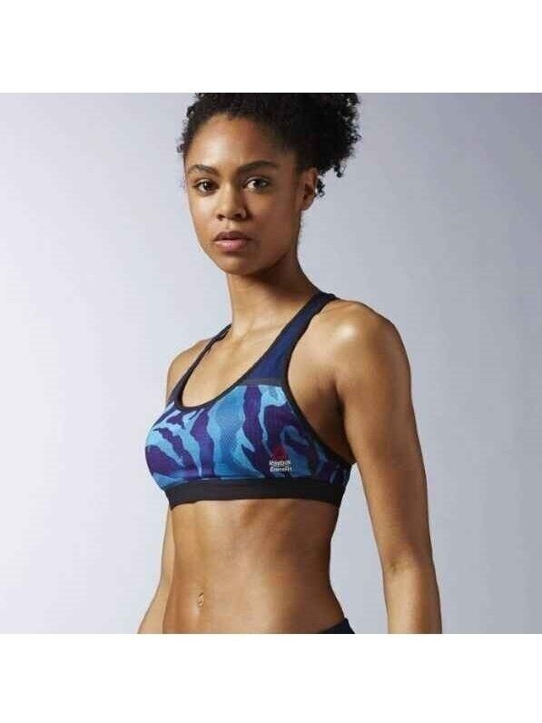 Reebok sportinė liemenėlė moterims AP9627 mėlyna / violetinė Reebok sportinė liemenėlė moterims AP9627 mėlyna / violetinė