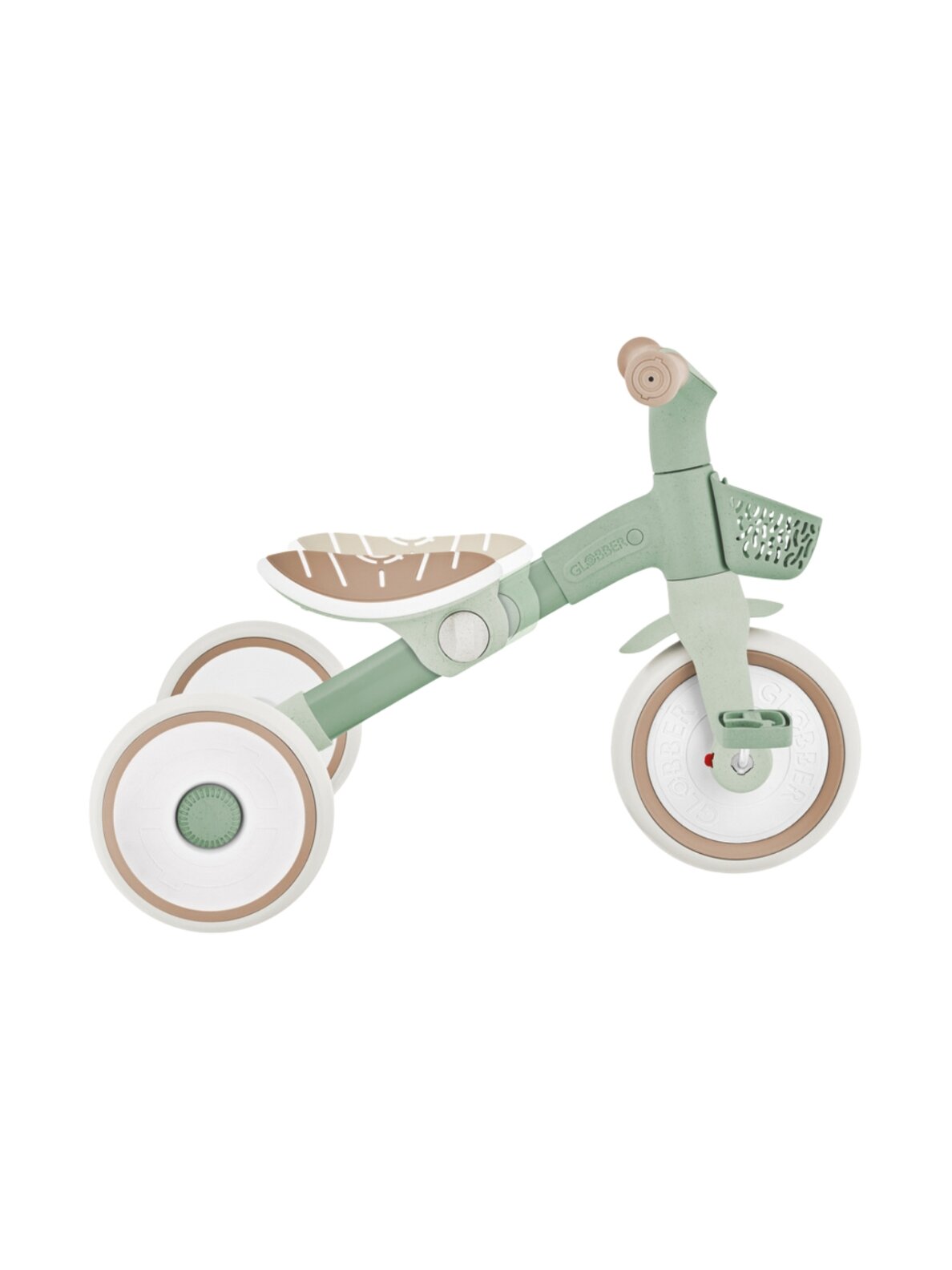 Globber Learning Trike 2w1 Plus balto žalio spalvos triratis dviratis 737-109 2