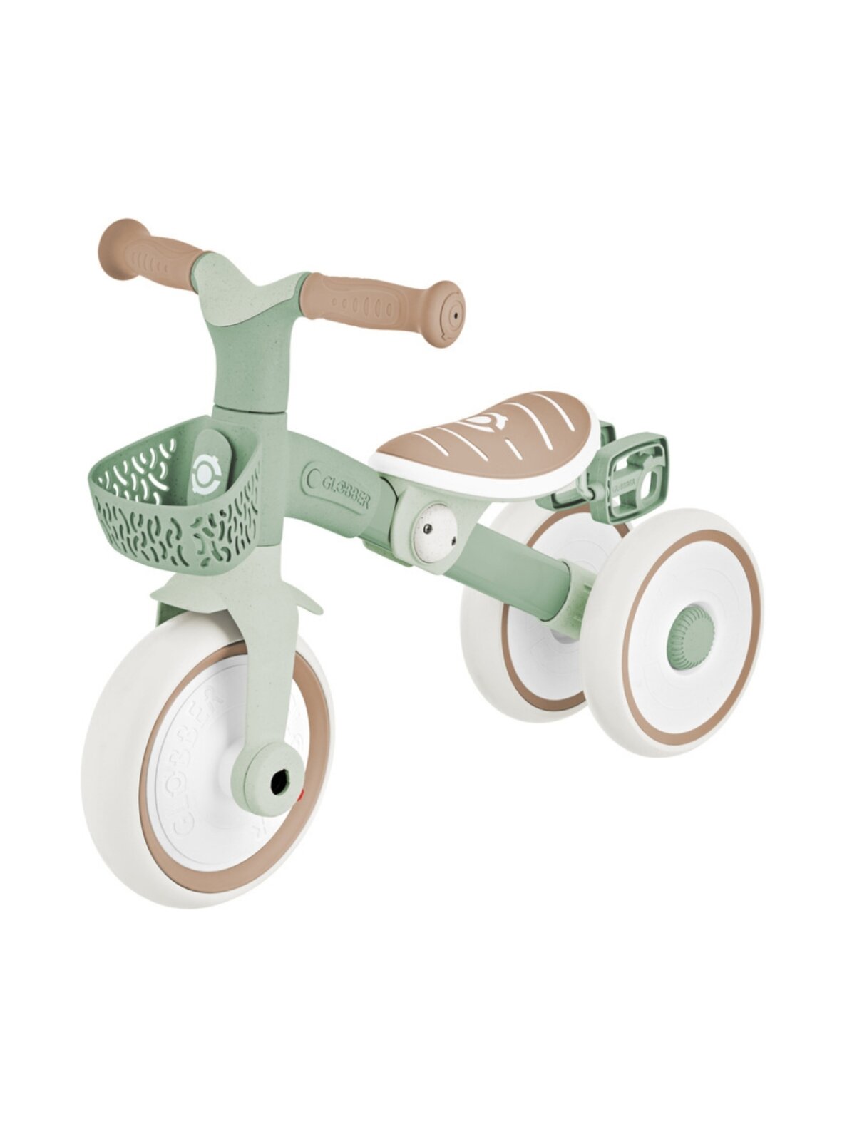 Globber Learning Trike 2w1 Plus balto žalio spalvos triratis dviratis 737-109 4