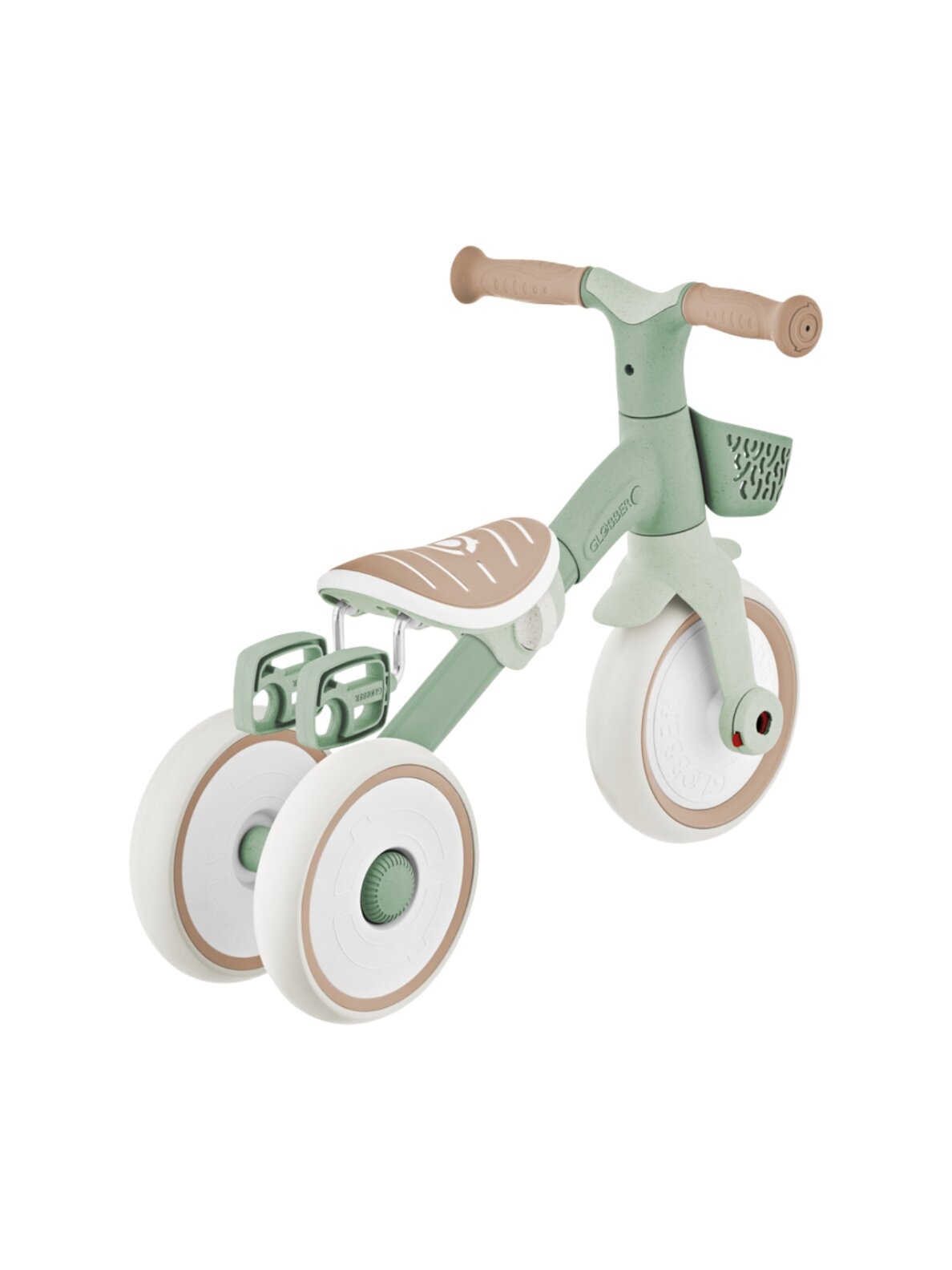 Globber Learning Trike 2w1 Plus balto žalio spalvos triratis dviratis 737-109 5