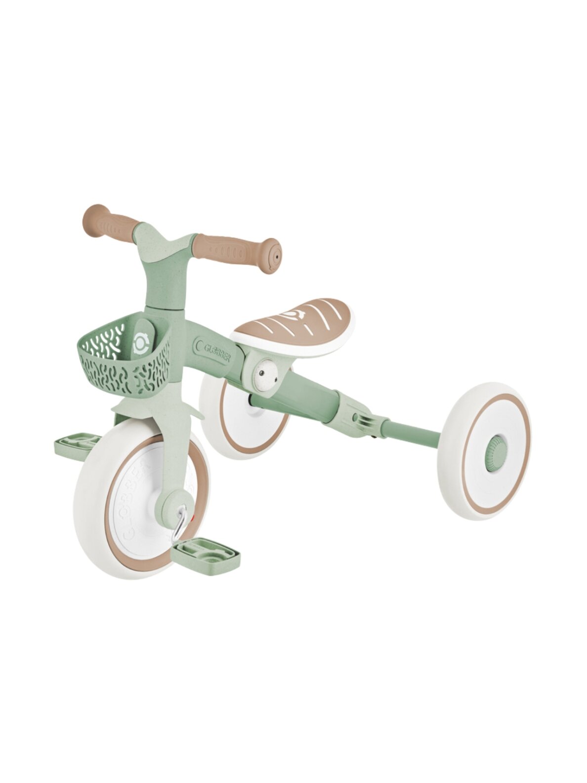 Globber Learning Trike 2w1 Plus balto žalio spalvos triratis dviratis 737-109