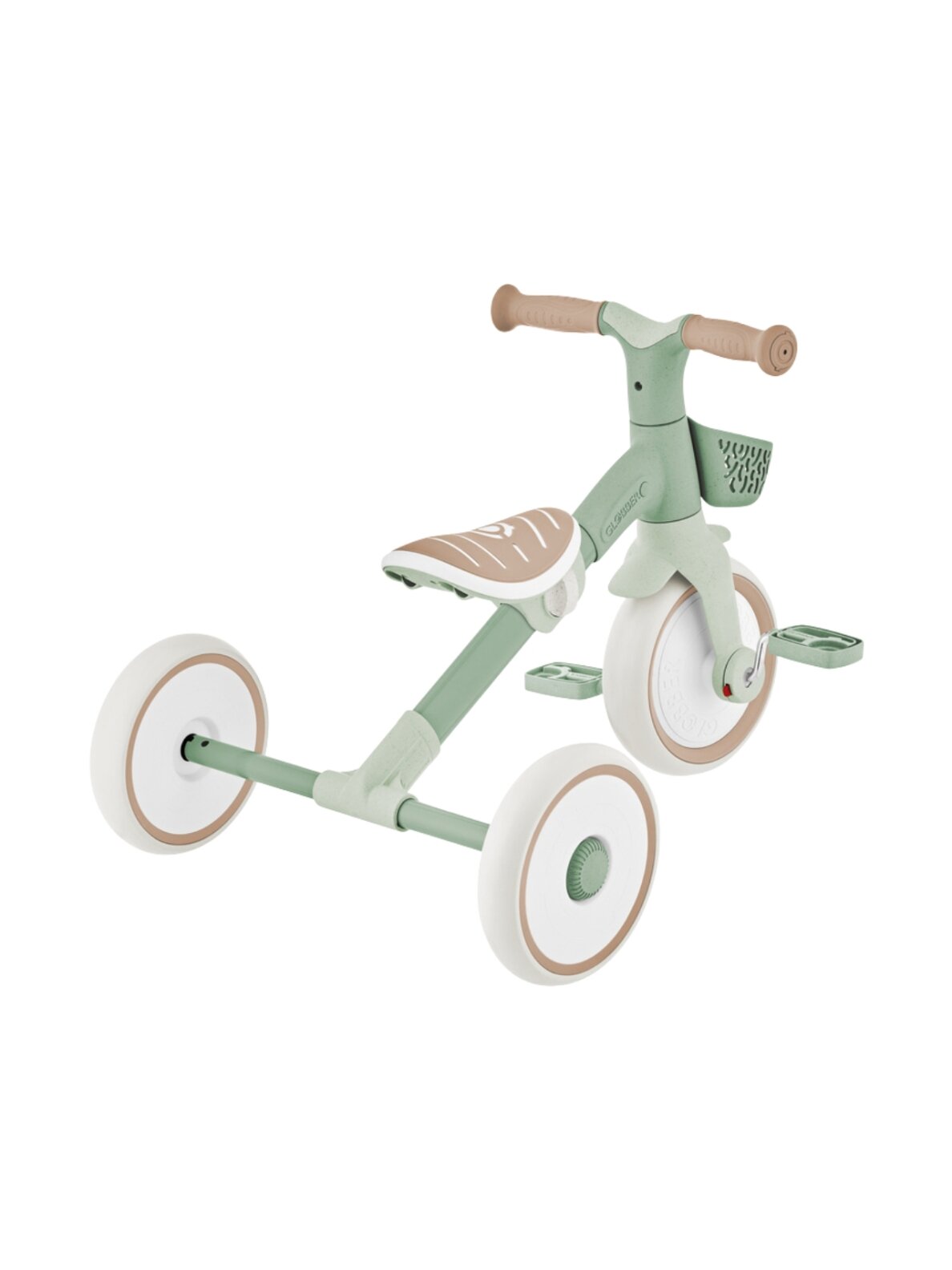 Globber Learning Trike 2w1 Plus balto žalio spalvos triratis dviratis 737-109 1
