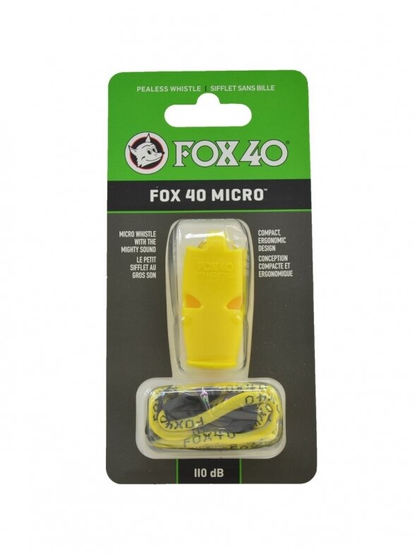 Fox 40 Micro švilpukas su virvele 9513-0208 geltonas