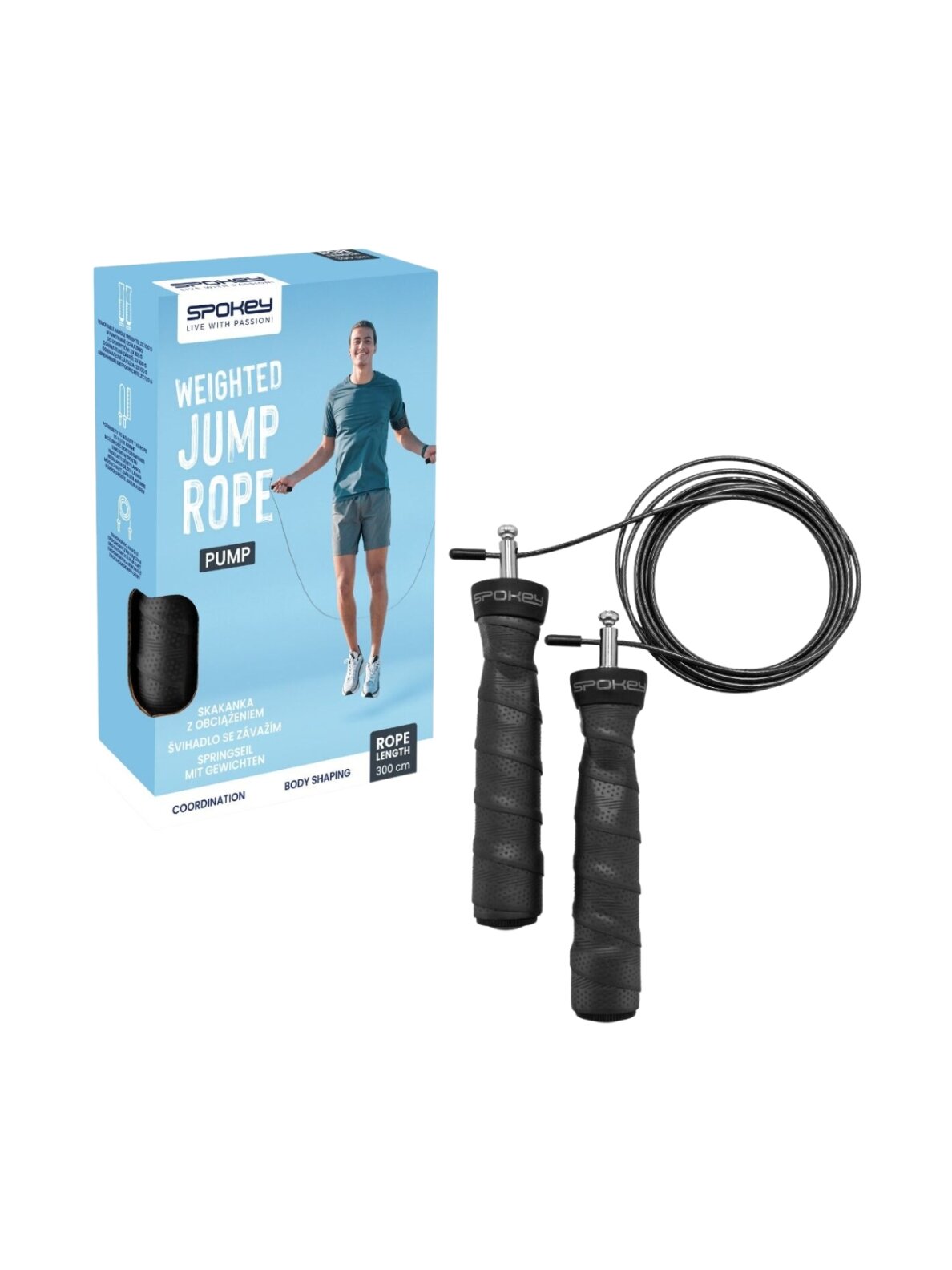 Spokey Pump apkrauta šokamoji virvė juoda 944035 4