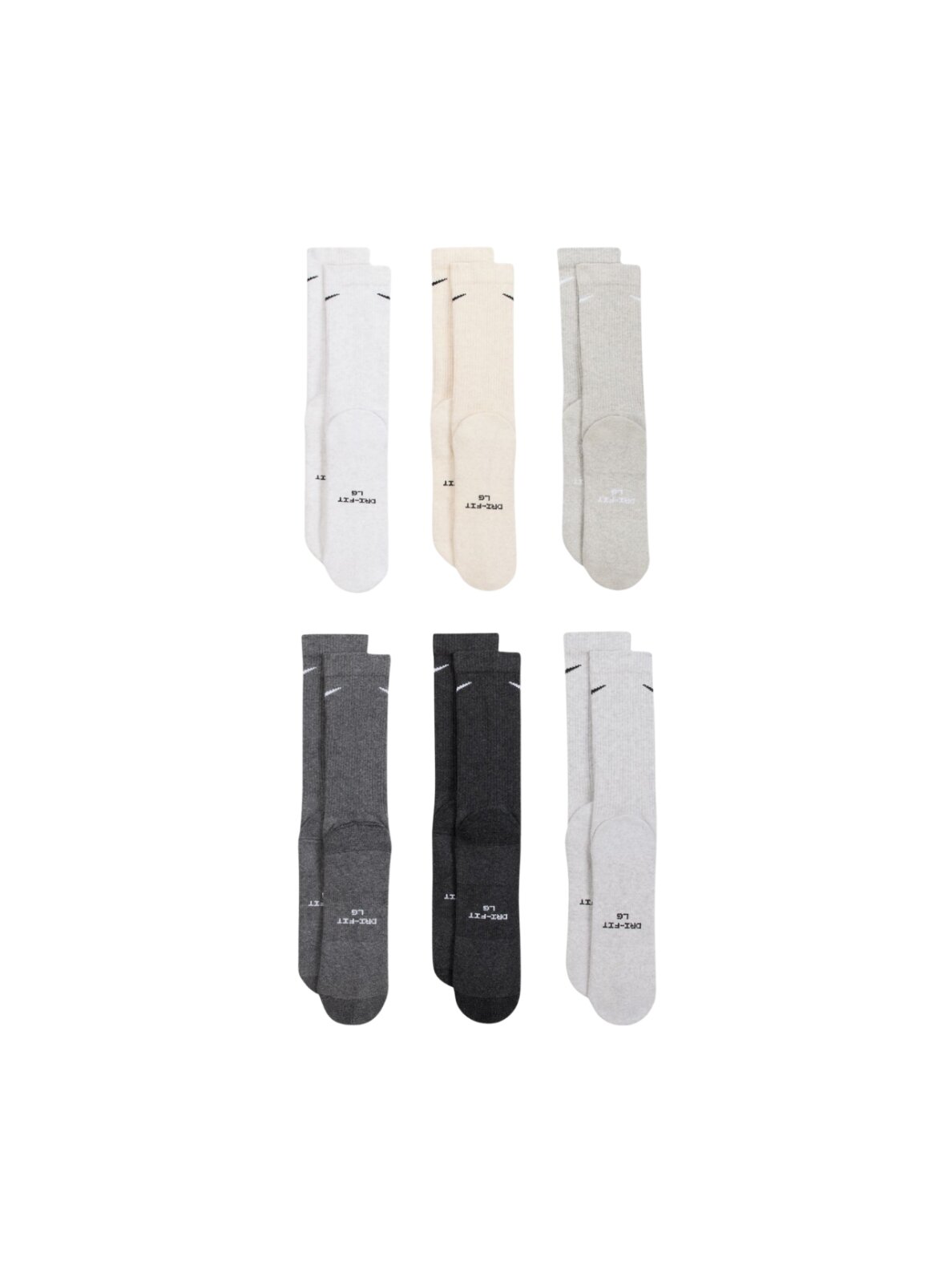 Nike Everyday Elevated kojinės, 6 poros, pilkos, kreminės HQ8021 904 2 Nike Everyday Elevated kojinės, 6 poros, pilkos, kreminės HQ8021 904 2
