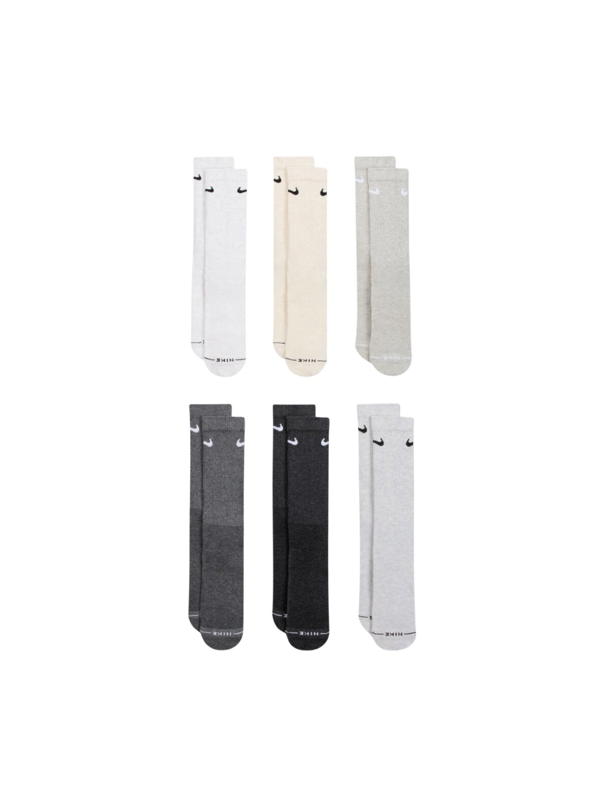 Nike Everyday Elevated kojinės, 6 poros, pilkos, kreminės HQ8021 904