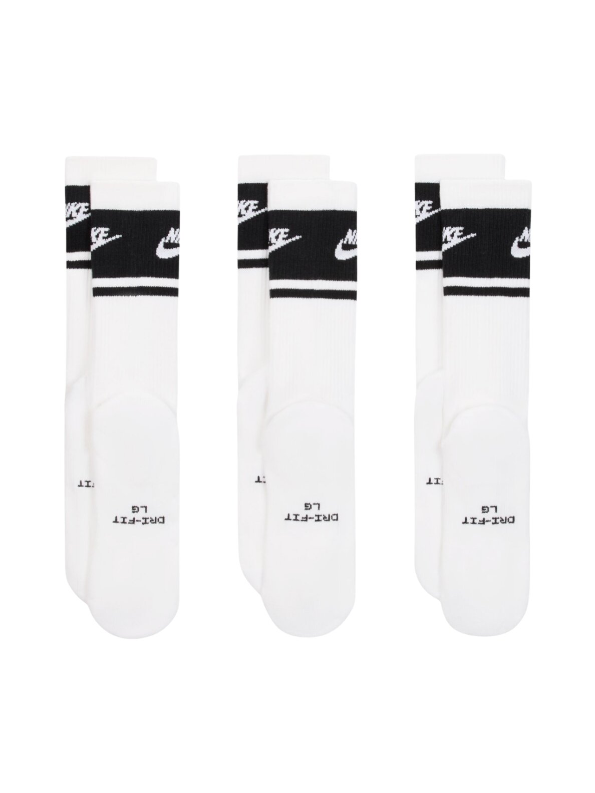 Nike Everyday Elevated Crew kojinės 3 poros baltos ir juodos IM7949 901 2 Nike Everyday Elevated Crew kojinės 3 poros baltos ir juodos IM7949 901 2