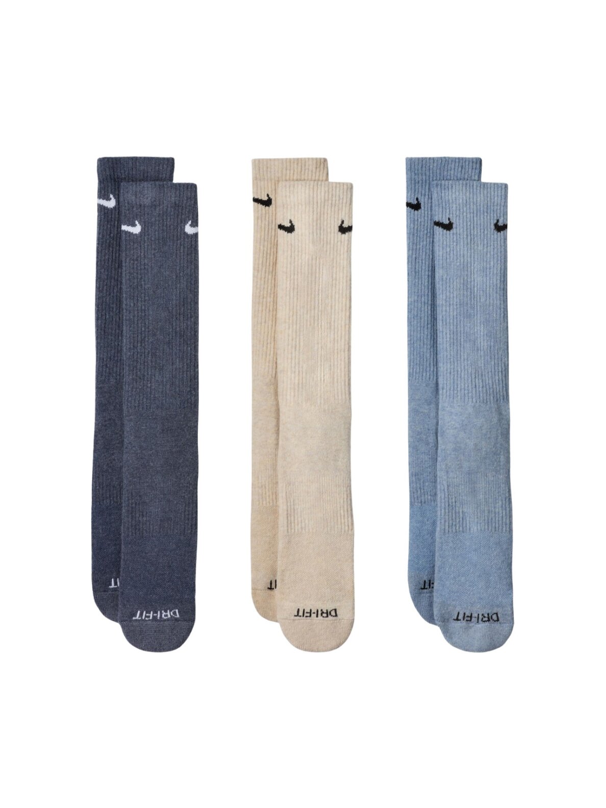 Nike Everyday Plus Cushioned kojinės 3 poros tamsiai pilkos, smėlio, šviesiai pilkos SX6888 901
