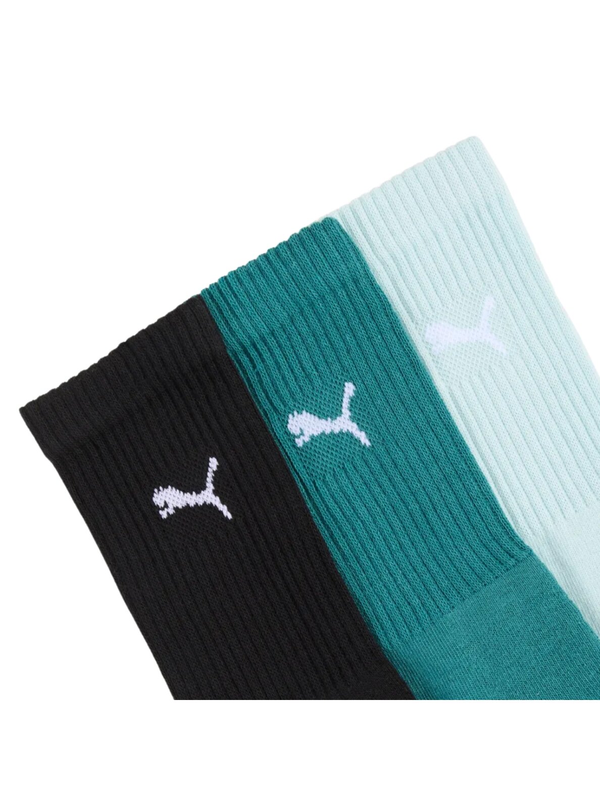 Puma Crew kojinės 3 poros juodos, jūros žalios, dangaus mėlynos spalvos 880355 41 1