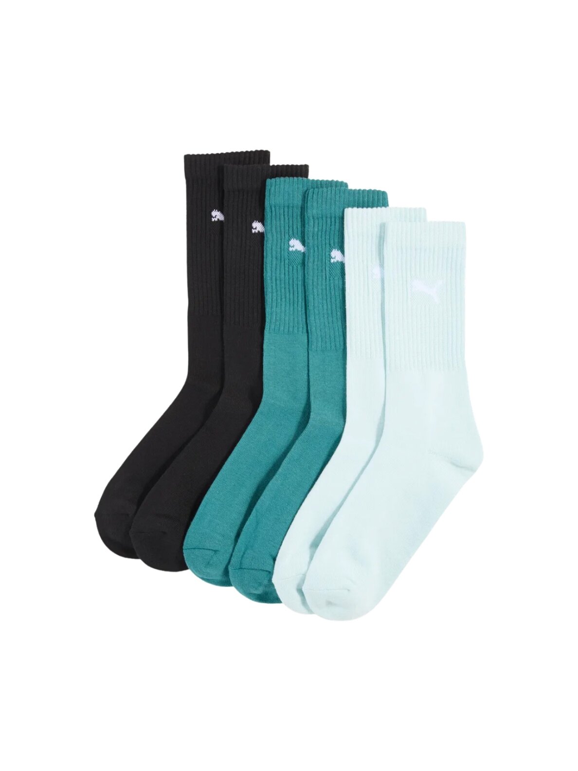 Puma Crew kojinės 3 poros juodos, jūros žalios, dangaus mėlynos spalvos 880355 41 Puma Crew kojinės 3 poros juodos, jūros žalios, dangaus mėlynos spalvos 880355 41