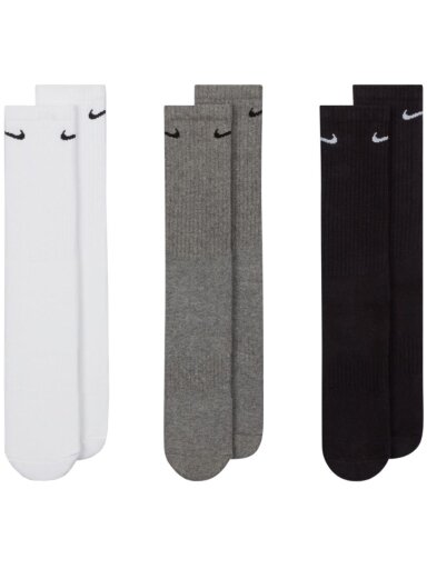 Nike Everyday Cushioned Crew kojinės 3 poros baltos, pilkos, juodos SX7664 964