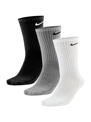 Nike Everyday Cushioned Crew kojinės 3 poros baltos, pilkos, juodos SX7664 964