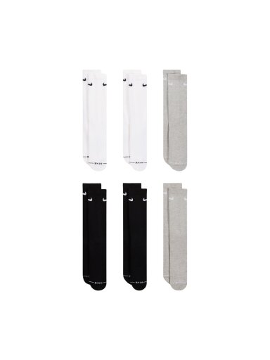 Nike kojinės Everyday Elevated 6 poros baltos, juodos, pilkos HQ8021 903