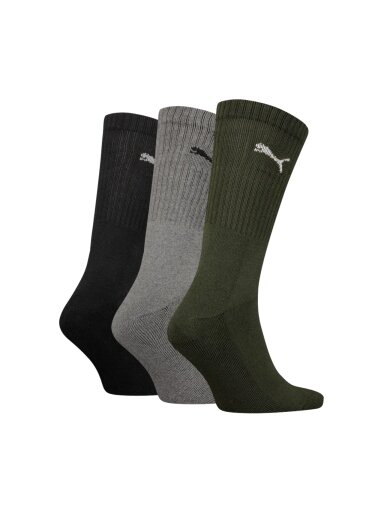 Puma Crew kojinės 3 poros juodos, pilkos, žalios 880355 28