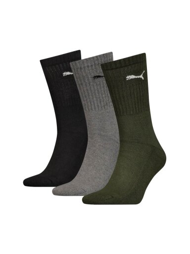 Puma Crew kojinės 3 poros juodos, pilkos, žalios 880355 28