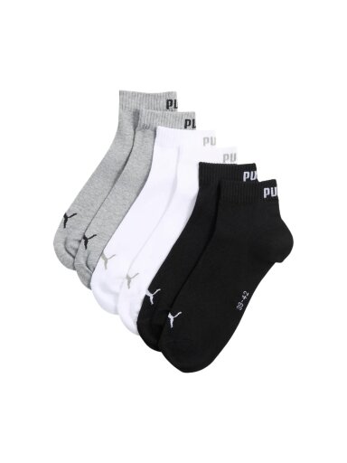 Puma Quarter Plain kojinės 3 pak. juodos, baltos, pilkos 938589 17