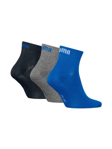 Puma Quarter Plain kojinės 3 pak. tamsiai mėlyna, pilka, mėlyna 938589 08