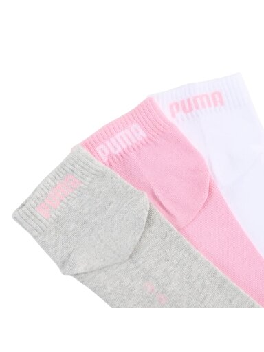 Puma Quarter Plain kojinės 3 pakuotės rožinė, balta, pilka 938589 11