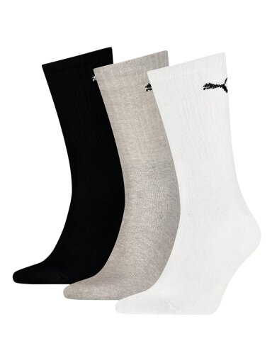 Puma Sport Crew lengvos 3P kojinės baltos, pilkos, juodos 907940 03