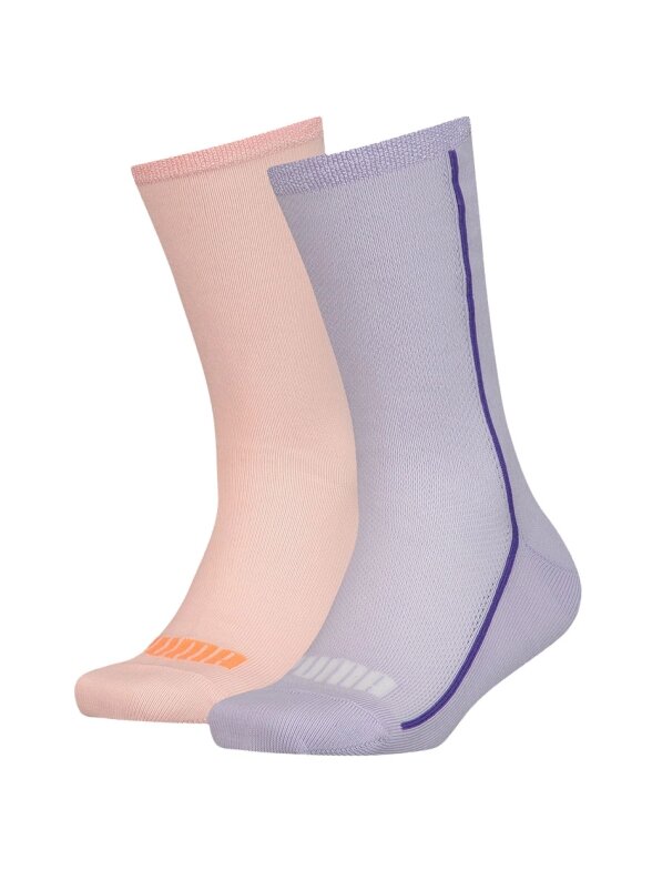 Puma Mesh Sock vaikiškos kojinės 2 poros violetinės, persikų spalvos 907628 02 Puma Mesh Sock vaikiškos kojinės 2 poros violetinės, persikų spalvos 907628 02