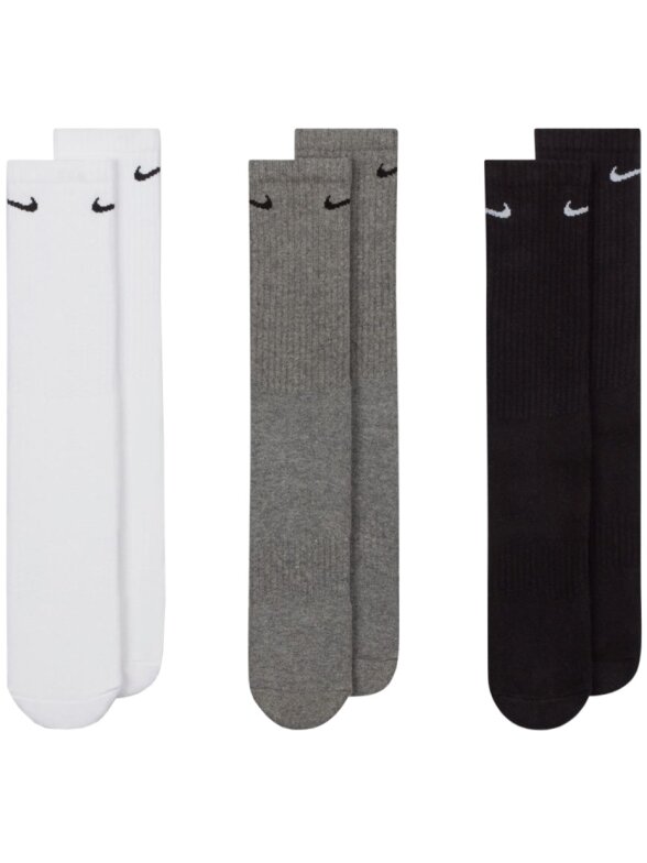 Nike Everyday Cushioned Crew kojinės 3 poros baltos, pilkos, juodos SX7664 964 1 Nike Everyday Cushioned Crew kojinės 3 poros baltos, pilkos, juodos SX7664 964 1