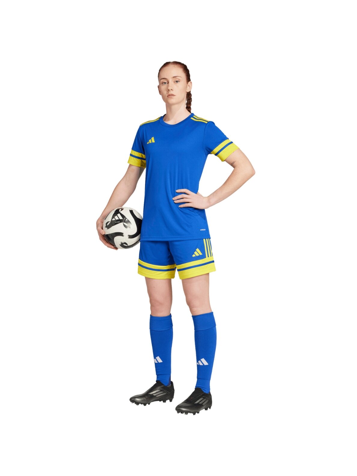 Adidas Squadra 25 šortai moterims mėlynai geltoni JN5408 6