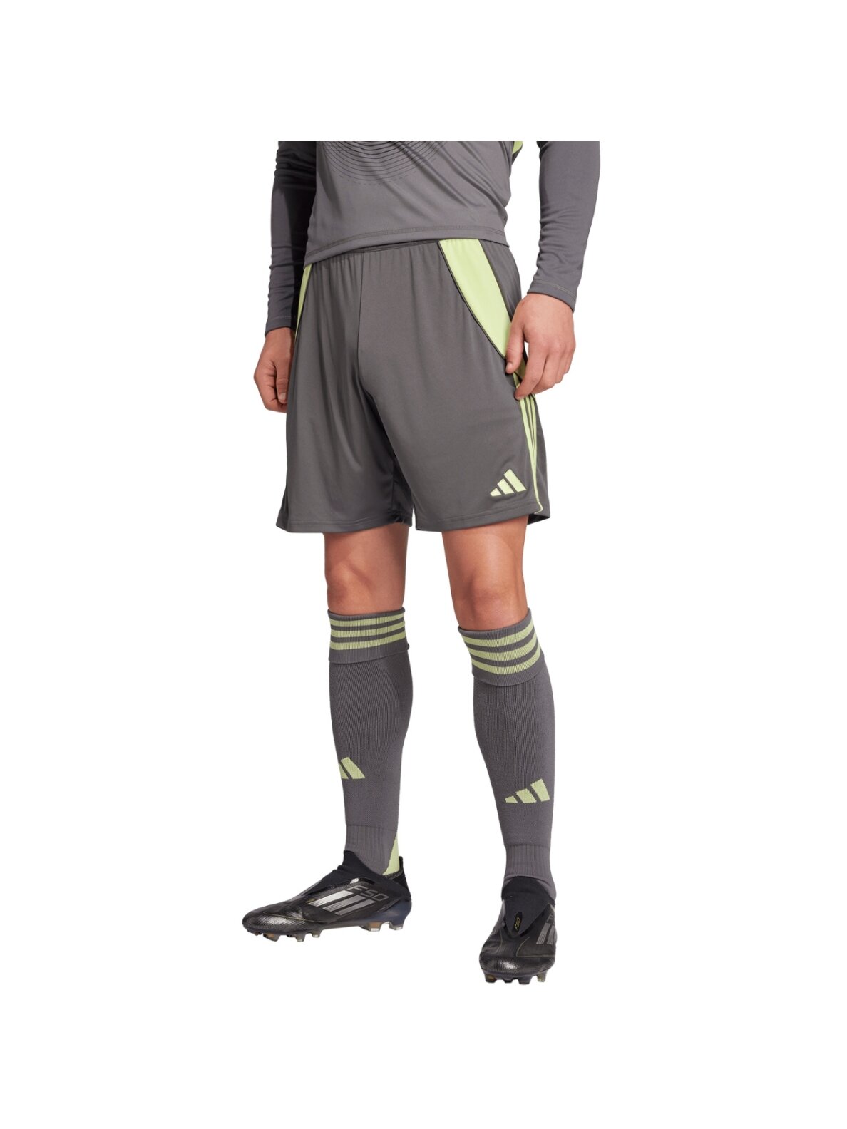 adidas Tiro 24 šortai vyrams pilka-citrinė JN1993 adidas Tiro 24 šortai vyrams pilka-citrinė JN1993