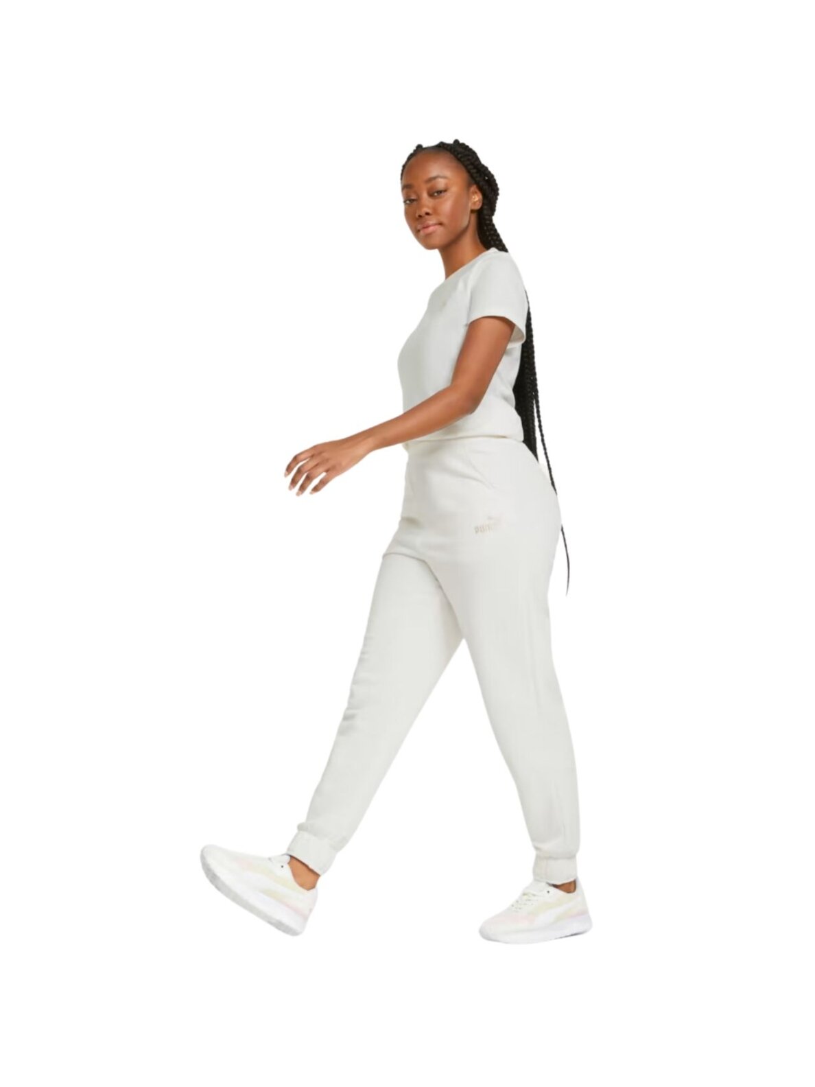 Puma ESS+ Embroidery aukšto juosmens kelnės FL moteriškų kelnių kremas 670007 99 2