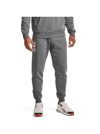 Under Armour Rival Fleece 3Logo Jogger vyriškos kelnės, tamsiai pilkos 1357131 012