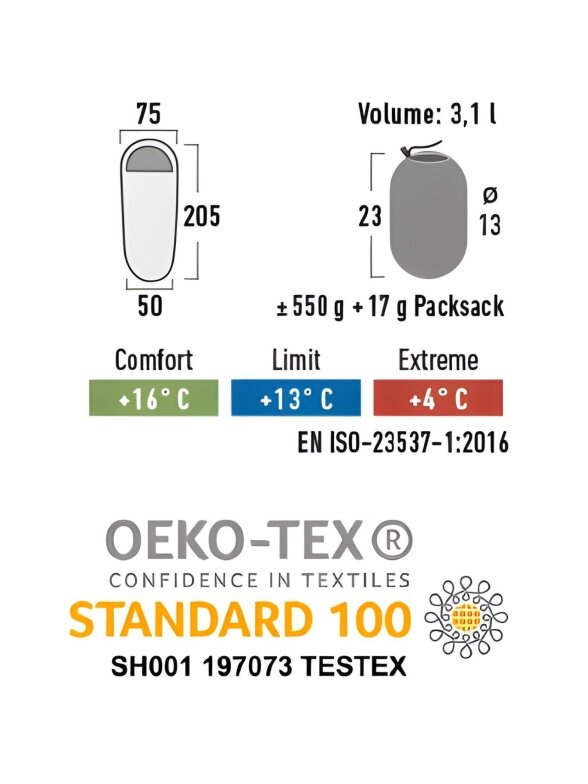 Miegmaišis High Peak Ultra Pak 500 Eco 205x75x50 cm žalio-raudona 23254 4