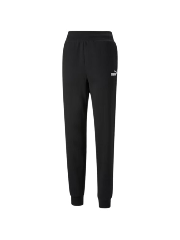Puma ESS+ Embroidery Kelnės aukštu juosmeniu FL moteriškos kelnės juodos 670007 01 Puma ESS+ Embroidery Kelnės aukštu juosmeniu FL moteriškos kelnės juodos 670007 01